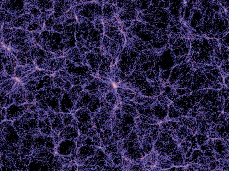 The cosmic web, the largest model of what our universe looks like, forming a gravitational structure that could be held together by dark matter.